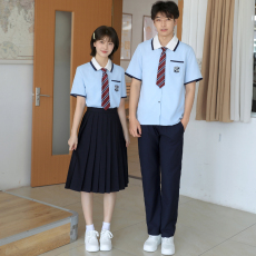 批发实拍 情侣装夏季学生班服套装jk衬衫  男套50  女套60