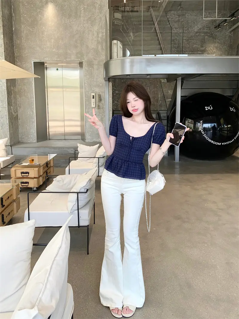 로맨틱 프렌치 스타일 슬림 스퀘어넥 블라우스 상세 이미지 4