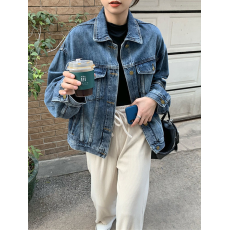 批发牛仔外套重工水洗情侣宽松廓形夹克女宽松bf<b class='q'>百搭</b>复古网红上衣ins