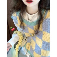 批发学院风针织背心马甲女春<b class='q'>秋</b>叠穿坎肩外搭衬衫搭配女款毛衣春<b class='q'>秋</b>复古
