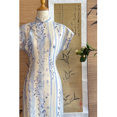 2026春季新款古法改良旗袍新中式连衣裙紫色文艺江南气质文艺裙子