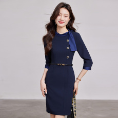 批发通勤职业工作服七分袖连衣裙女春夏季新款气质<b class='q'>酒店</b><b class='q'>服务员</b>工装裙子