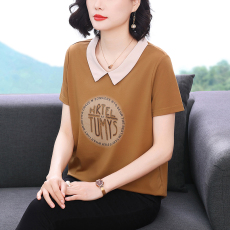 批发2026新款夏装时尚<b class='q'>中老年女装</b>休闲翻领短袖T恤上衣