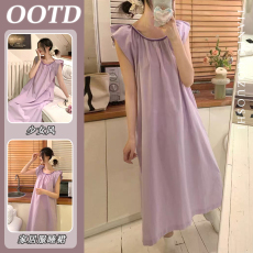 优质仿棉睡袍女春秋新款高级感莫奈花园长款睡裙睡衣洗澡