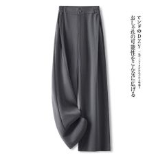 批发高级感灰色阔腿裤女春秋季2026新款宽松垂感拖地<b class='q'>西装</b>裤显瘦直筒裤