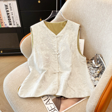 批发实拍2026<b class='q'>春</b>夏新中式文艺复古休闲百搭刺绣马甲外套上衣女