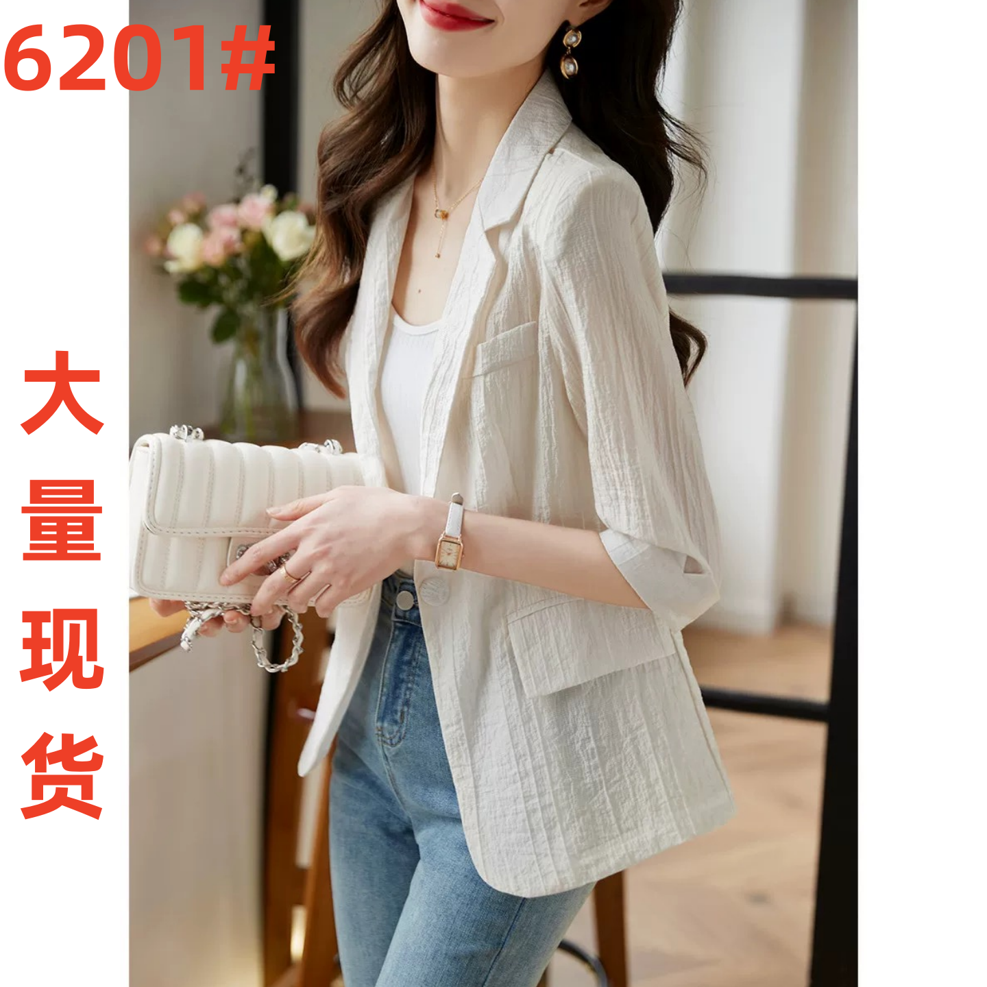 MY6631# 五分袖薄款西装衬衫外套女春夏新款防晒高级感衬衣时尚上衣女裝...