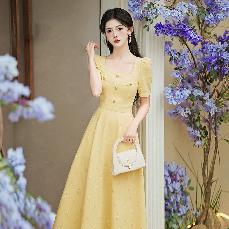 RY3097# 新款实拍 玫瑰故事 法式小香风夏季新款时尚连衣裙+40