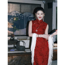 批发新中式<b class='q'>旗袍</b>改良年轻款少女敬酒服新娘2026新款气质红色国风连衣裙