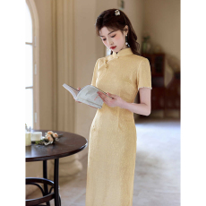 批发黄色<b class='q'>旗袍</b>2026新款高端大气高考改良年轻款少女<b class='q'>夏季</b>新中式日常可穿