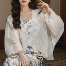 批发已出货2026夏季新款网纱防嗮披肩上衣女配吊带裙子的仙气开衫