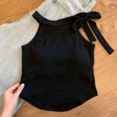 批发女童韩版系带挂脖吊带背心女宝宝无袖上衣