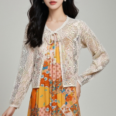 批发已出货 2026春夏季新款防晒蕾丝<b class='q'>开衫</b><b class='q'>外</b><b class='q'>搭</b>度假风编织镂空短款小衫