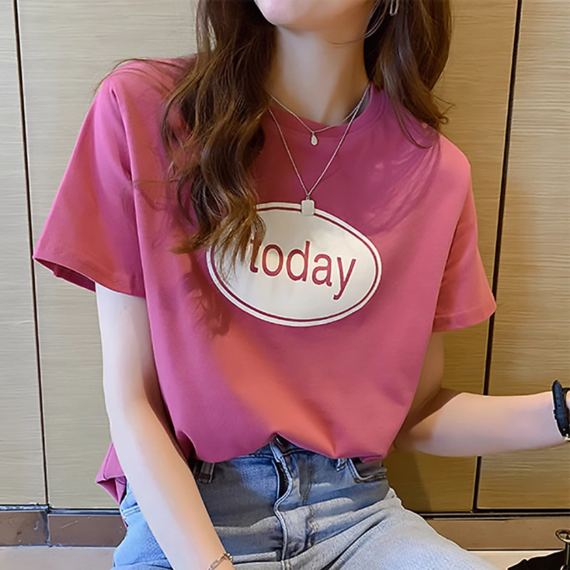 있음 선적 대외 무역 새로운 반팔 티셔츠 여성 ins 트렌디 여름 한국 스타일 다용도 학생 알파벳 프린트 맨위 여성 의류