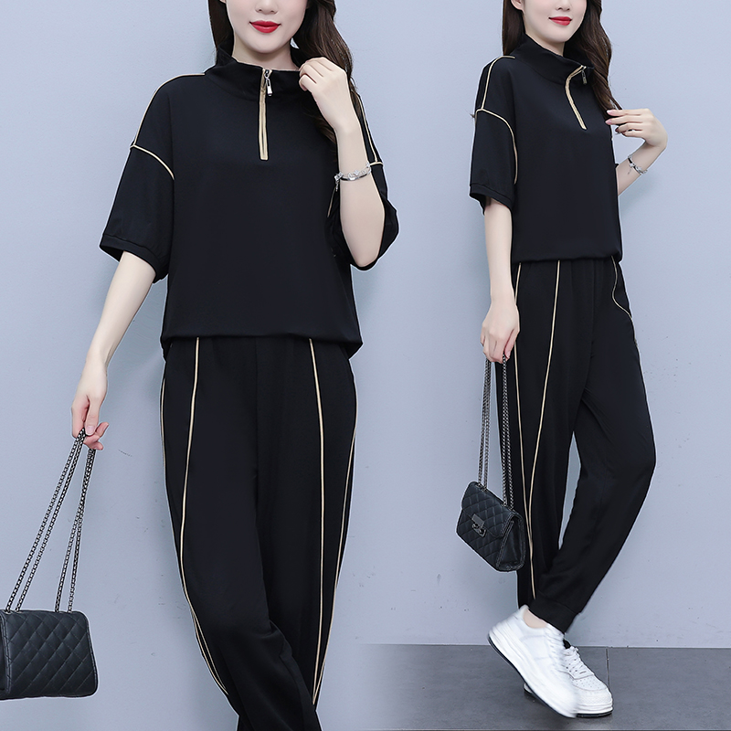 RY1848# 2026夏季新款时尚潮流洋气时髦减龄显瘦短袖两件套 大货已...