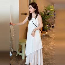 批发无袖背心<b class='q'>连衣裙</b>子女夏季法式气质高级感海边度假长裙子