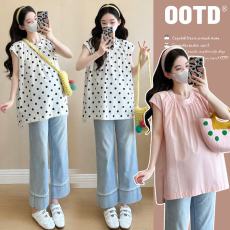 批发实拍现现~<b class='q'>孕妇装</b>夏装时尚款宽松圆领背心衬衫开叉上衣