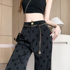 批发立体植绒醋酸<b class='q'>缎面</b>阔腿裤子女夏薄款2025高腰垂感休闲直筒拖地长裤