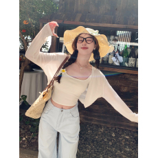 批发白色防晒<b class='q'>开衫</b>配吊带裙子外搭小罩衫2026新款夏季短款外套