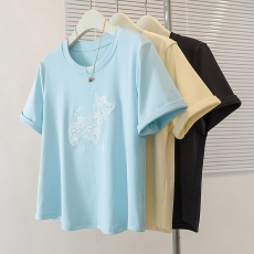 批发实拍<b class='q'>大码</b>女装<b class='q'>韩版</b>圆领流行短袖上衣胖妹妹宽松显瘦减龄休闲t恤夏