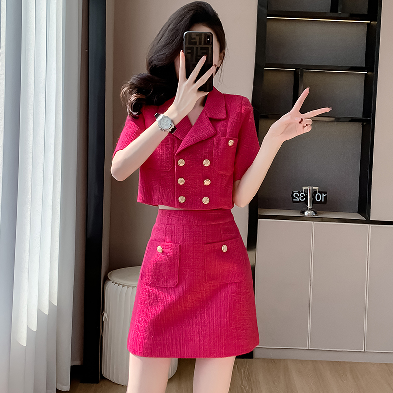 MY4427# 法式气质小香风套装女夏季新款轻奢高级感短上衣包臀半身裙两件套女裝貨源服裝批發