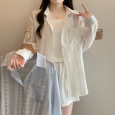 批发实拍大码女装夏装新款<b class='q'>胖</b><b class='q'>mm</b><b class='q'>法式</b>防晒宽松显瘦刺绣衬衫短裤两件套装