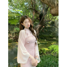 批发新中式国风一尧薄如蝉翼清冷百搭薄款开衫女春外衫旗袍两件套