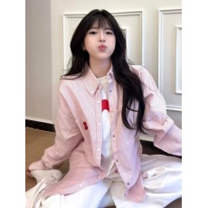 批发日系复古vintage条纹兔子<b class='q'>长袖</b><b class='q'>衬衫</b>女宽松设计感小众洋气减龄外套