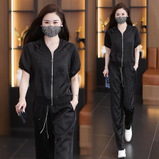 批发实拍2025<b class='q'>大码</b>女装夏新款休闲时尚宽松显瘦遮肉两件套