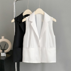 批发外穿无袖西装夏天小背心时尚马甲女薄款短款马夹外搭开衫<b class='q'>雪纺</b>小衫