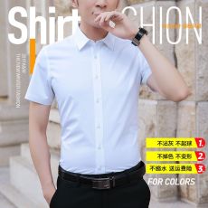 批发主推款夏季新款衬衫韩版修身<b class='q'>商务</b>正装白色短袖男士职业半袖寸衬衣