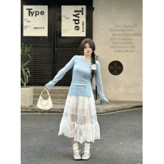 批发<b class='q'>欧根纱</b>蕾丝拼接半身裙女春季高腰<b class='q'>蓬蓬裙</b>超好看仙女裙