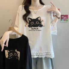 批发2026夏季新款宽松休闲遮肉显瘦百搭小清新大码女装T恤上衣