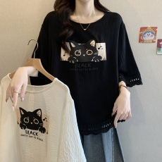 批发2026夏季新款宽松休闲遮肉显瘦百搭小清新大码女装T恤上衣