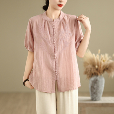 批发实拍新中式夏装短袖上衣 2026新款小衫洋气宽松<b class='q'>女装</b>上衣