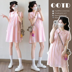 批发实拍~夏季新品2026时髦俏皮减龄<b class='q'>娃娃</b>领蝴蝶结小个子大码孕妇<b class='q'>裙</b>