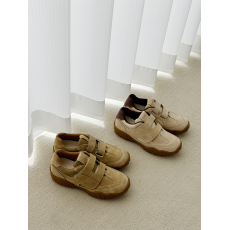 批发牛皮版~魔术贴厚底德训鞋2024年新款麂皮复古运动<b class='q'>休闲</b>鞋平底板鞋