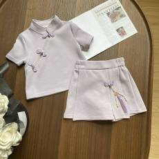 批发<b class='q'>女</b><b class='q'>童</b>国风套装2026新款儿童中国风斜襟盘扣上衣设计感裙裤两件套潮