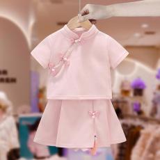 女童套装夏季2026新款儿童装大童国风短袖短裙小女孩洋气两件套潮