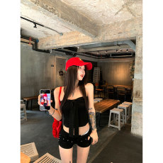 批发复古红色抹胸背心<b class='q'>夏季</b>设计感蝴蝶结性感辣妹内搭外穿短款上衣