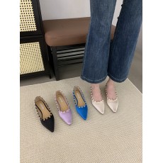 批发绸缎法式气质尖头单鞋女浅口女士柳钉丝绸晚晚风温柔软底高跟瓢鞋