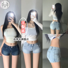 批发丰胯蜜臀复古蓝<b class='q'>牛仔</b>短裤女2025夏季新款弹力显瘦紧身辣妹热裤