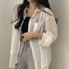 批发韩国chic宽松百搭<b class='q'>雪纺</b><b class='q'>衫</b>防晒衣上衣外搭蝙蝠袖开衫