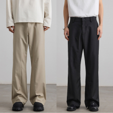 批发实拍<b class='q'>春</b>夏新款基础直筒微喇cleanfit休闲显瘦拼接弧线垂感西裤男