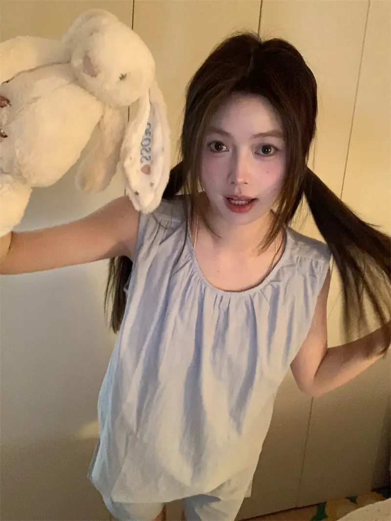 순수면 블라우스 팬츠 홈웨어 세트 상세 이미지 3