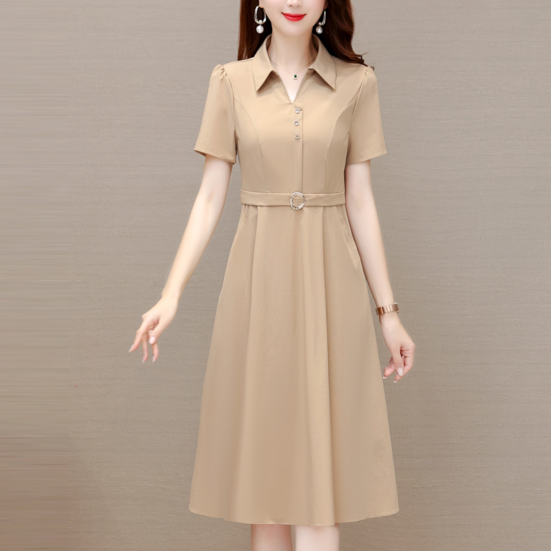 MY7976# 真丝衬衫连衣裙女夏季新款轻奢高级感小个子妈妈收腰显瘦裙子女...