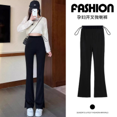 批发<b class='q'>孕妇</b><b class='q'>裤子</b>春夏款外穿微喇叭裤开叉2025新款无托腹抽绳不勒肚子长裤