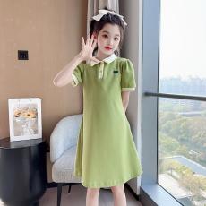 女童POLO领连体裙2026新款洋气时髦夏季儿童公主裙女孩polo领裙子