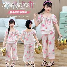 批发<b class='q'>女童</b><b class='q'>套装</b>2026夏季韩版泡泡袖<b class='q'>短袖</b>衬衫裤子时尚两件套女孩夏天童装