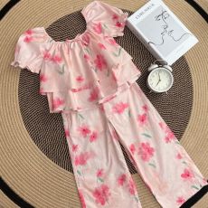 批发<b class='q'>女童</b>夏<b class='q'>季</b><b class='q'>套装</b>2026新款公主风洋气儿童泡泡袖碎花衬衫阔腿裤两件套